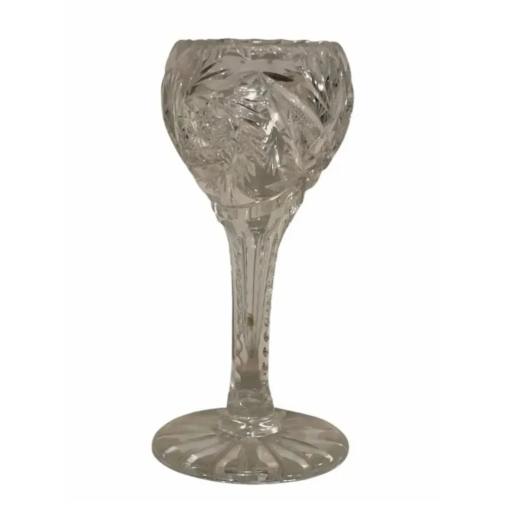 Antique ABP American Brilliant Cut Glass Chalice Bud Vase Tulip Hobstar Fan 8
